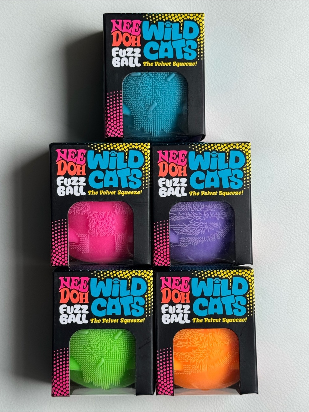 ULTRA RARE NeeDoh Wild Cats Fuzz Ball Lot Set of 5 Authentic Squishy Squeeze NEW